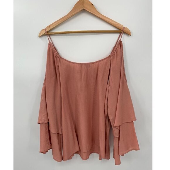 WAYF Cold Shoulder Blouse Pink Spaghetti Straps L - Picture 3 of 7